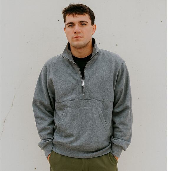 Urban Outfitters SZ S Men's Publish Cotton/Spandex 1/4 Zip Gray Sweatshirt NWT - Picture 1 of 8